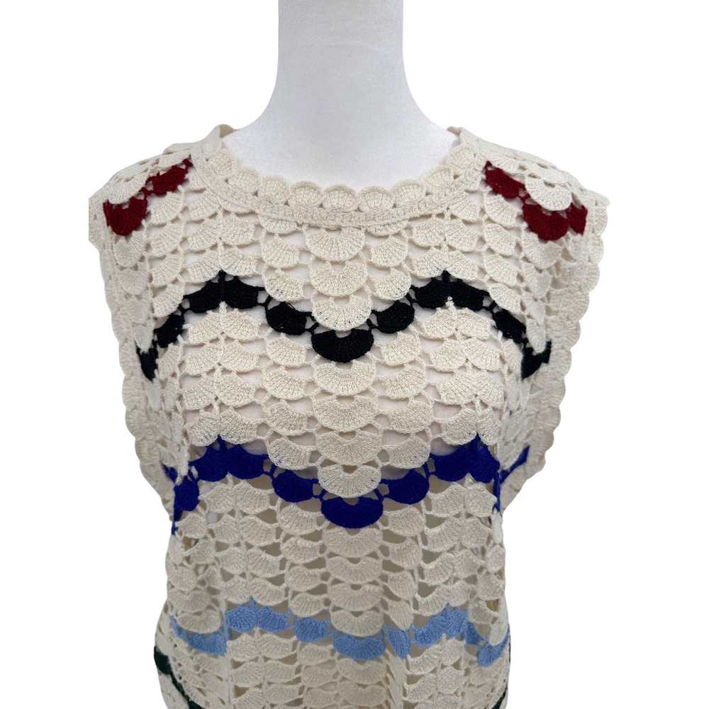 NWT Chelsea & Violet Electra Chevron Crochet Sleeveless Top Large Ivory Boho - Picture 2 of 10